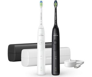 Philips Spazzolino Elettrico Ricaricabile Sonico Set 2 Pezzi con Custodia e Caricatore colore Nero e Bianco - HX7119/02