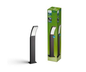 Philips Splay Piedistallo da Esterno Ultra-Efficiente, 800 lm, 2700 K, PowerShield, IP44 Resistente alle Intemperie, Durevole, Alluminio, Lunga Durata, LED Integrato, Grigio Antracitey