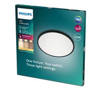 Philips Lighting Lampada da Soffitto LED Superslim, Equivalente a 22W, 27K, IP20, Non Dimmerabile, Nero