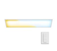 Plafonaio Philips Superslim con interruttore a parete e telecomando, 5 scene luminose, regolabile fino all'1%, facile da installare, design sottile, 100 cm, 24 W, rettangolare, bianco