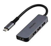 Philips SWL3903M/37 Hub USB-C a USB, confezione da 12 pezzi, 4 porte USB 2.0, velocità di trasferimento dati 480 Mbps, adattatore multiporta USB, custodia in alluminio, viaggi, scuola, casa