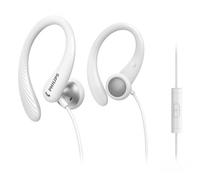 Philips TAA1105WT/00 Cuffie con Filo per Fitness e Sport, Microfono, IPX2 Resistenti al Sudore, Supporti per l'orecchio Flessibili, Vestibilità Sicura, Pulsanti Integrati, Auricolari con Filo, Bianco