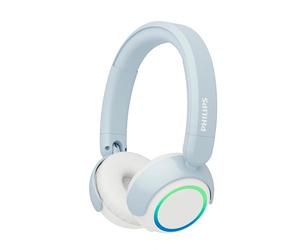 PHILIPS TAK4200BL Serie 4200 Cuffie pieghevoli per bambini on-ear wireless a volume limitato, Condivisione audio, Cavo USB-C incluso - Blu