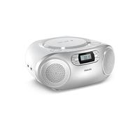 Philips TAZ2000 CD Soundmachine portatile CD con Radio FM, Bluetooth 6.0, Riproduzione USB, Ingresso audio, Boost bassi dinamici, Altoparlanti stereo 6W, CA/Batteria, Maniglia - Argento