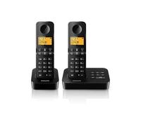Philips Telefono fisso D2652B/01 Dual - Telefono di casa con segreteria telefonica - Display da 1'6 pollici - Rubrica telefonica - Riconoscimento del numero telefonico - Numeri brevi - Nero