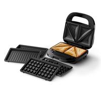Philips Tostiera per Panini 5000, Set di 3 Piastre Intercambiabili, 750W | 3in1 Panini, Sandwich e Cialde, Taglia e sigilla, piastre antiaderenti, design compatto, sistema Easy Lock, Nero (HD2350/80)