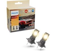 Philips Ultinon Classic lampadina LED per fari auto (H7/H18), luce bianca calda 3.500K, luce colorata alogena, 80% di luminosità in più, lampadina LED facile da montare, set da 2