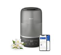 Philips Umidificatore Ambiente 1000, compatto, 275 ml/h, 41 m², 19 dB* | Serbatoio acqua da 3L, 32h di autonomia, aromaterapia, luce notturna, modalità Sleep, silenzioso, App Air+, Nero (HU1510/03)