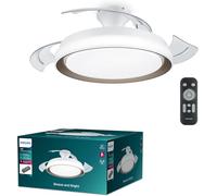 Ventilatore a Soffitto con Pale Retrattili e Lampadina LED Philips Bliss, 3 Pale, Pala Aperta 106 cm, 4.500 lm, Luce Bianca Tunabel 3.000-6.500 K, Regolabile Fino al 5%, Telecomando Incl., Oro