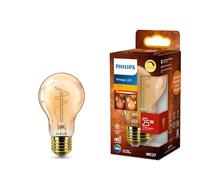 Philips Vintage Amber Spiral A60 Bulb, Dimmable, Flicker-Free, EyeComfort, 270 Lumen, Flame (1800 K), 3.1 W=25 W, E27 Base, 1-Pack