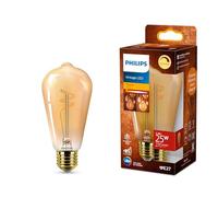 Philips Vintage Amber Spiral ST64 Bulb, Dimmable, Flicker-Free, EyeComfort, 270 Lumen, Flame (1800 K), 3.1 W=25 W, E27 Base, 1-Pack