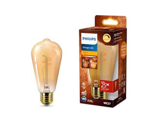 Philips Vintage Amber Spiral ST64 Bulb, Dimmable, Flicker-Free, EyeComfort, 270 Lumen, Flame (1800 K), 3.1 W=25 W, E27 Base, 1-Pack