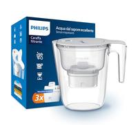 Filtro caraffa Philips +3 cartucce filtranti di ricambio Micro X-Clean, flusso rapido, bianco, 2,6 litri, timer elettronico
