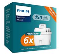 Philips Water Cartucce filtranti sostitutive SOFTENING+, 6 unità, compatibili con Brita, FINO AL 50% IN PIÙ DI RIDUZIONE DELLA DUREZZA