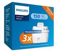 Philips Water Cartucce filtranti sostitutive, 3 unità, compatibili con Brita, riducono MICROPLASTICA, CLORO, LIMESCALLO, METALLI PESANTI