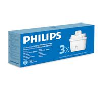 Philips Water Cartucce filtranti sostitutive, 3 unità, compatibili con Brita, riducono MICROPLASTICA, CLORO, LIMESCALLO, METALLI PESANTI