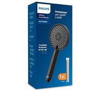 Philips Water Filtration Showerhead, Protezione per capelli e pelle, Rimuove efficacemente cloro e altre particelle di grandi dimensioni, Tre modalità di getto, Capacità del filtro di 1 mese, NERO