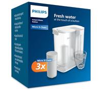 Philips Water Filtro acqua istantaneo, 3 cartucce filtro di ricambio Micro X-Clean, capacità di 3L, flusso rapido di 1L/min, ricaricabile tramite USB-C