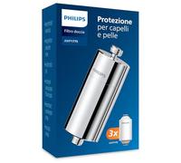 Filtro da doccia Philips Water In-Line 3 cartucce di ricambio, capacità di filtrazione 50 000 L, CROMO, riduce il cloro fino al 99%, facile da installare, si adatta a tutti i tubi e rubinetti standard
