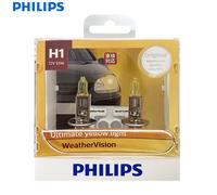 Philips WeatherVision H1 P14.5s 2900K Luce gialla per auto Faro alogeno Lampadine per auto originali Fascio alto e basso 12V 55W 12258WVS2