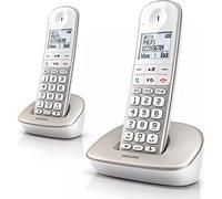 Philips XL4902S/38 2 Telefono Cordless Digitale (DECT) - Cellulare per Anziani - Schermo Retroilluminato, Vivavoce, Modalità Eco, Volumeboost - Bianca