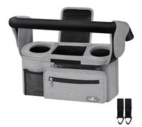 Philorn Borsa organizer per passeggino con portabicchieri isolati e tracolla, grande borsa per console genitore portaoggetti extra facile da attaccare saldamente 3 modi per trasportare la borsa per