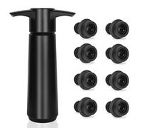 Philorn Pompa salva vino con 8 tappi sottovuoto, pompa per vino e tappo sottovuoto per vino, riutilizzabile, mantiene il vino fresco per cucina, ufficio, casa, feste, nero