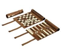 Philos Roll-Up Travel Games Combo - Backgammon, Chess and Draughts