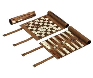 Philos Roll-Up Travel Games Combo - Backgammon, Chess and Draughts