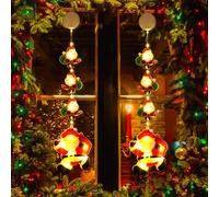 PhilzOps Luci Natale per Finestra, 2 Pezzi Interno Luce di Decorazioni Natalizie a Batteria LED Lampada da Babbo Natale Catene Luminose per Finestre Casa Porta Giardino Albero Festive, Bianco Caldo