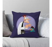Phineas And Ferb Doof And Perry Federa quadrata in poliestere e lino velluto creativo con cerniera decorativa per divano