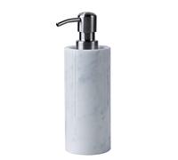 PHINILUX Dispenser di sapone in marmo, bottiglia in vera pietra italiana, decorativa per bagno, cucina, controsoffitto in acciaio inox, pompa per lozioni, bianco e argento