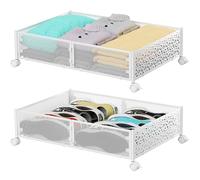 PHINOX Set di 2 scatole portaoggetti sotto il letto con ruote, cassetto portaoggetti per scarpe da camera da letto, vestiti, scarpe, coperte