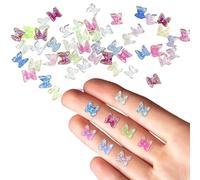 PHIOMUUE 50 mini farfalle, piccole farfalle in resina multicolore per artigianato, accessori da giardino in miniatura, decorazioni per casa delle bambole, micro paesaggi fai da te, kit fai da te