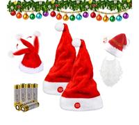 phiorine Cappello di Natale elettrico, canta e balla, cappello di Babbo Natale elettrico con canzoni oscillanti e giocate a caso, regali per feste (2 pezzi)