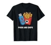 Phish and Chips Funny Cybersecurity Cyber Hacking Hacker Maglietta