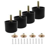 PHITUODA 4 gambe per mobili in plastica nera con bulloni M8, gambe rotonde da 40 mm, gambe di ricambio per divano, divano, scrivania, cassettiera