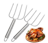 PHITUODA Turkey Lifter Forks - Set di 2 forcelle in acciaio INOX | Forchette per arrosto per pollame, forchetta per carne a quattro aghi, sollevatori per arrosto, forchetta da intaglio per il