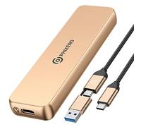 PHIXERO 6Gbps M.2 SATA SSD Enclosure Adapter, tripla dissipazione di calore M.2 NGFF Enclosure, USB 3.1 Gen2, custodia in alluminio SSD per B-Key B & M-Key SSD 2230/2242/2260/2280 (fino a 4TB), oro