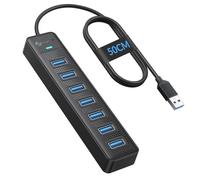 PHIXERO Hub USB 3.2 a 7 porte con cavo lungo 50 cm, adattatore multiporta per computer portatile, compatibile con tutti i dispositivi con porta USB 3.2/2.0/1.1