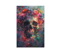 PHLEPS Quadri Moderni Teschio artistico Quadro Su Tela Canvas Stampe Da Parete Arte Moderna Soggiorno 24x36inch(60x90cm)