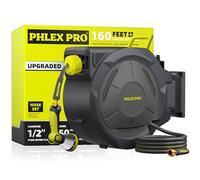 PHLEX PRO - Avvolgitubo retrattile da giardino, extra lungo, 40 m, resistente, automatico, montaggio a parete, con 10 ugelli di diverse lunghezze, sistema di ritorno lento, staffa girevole a 180°