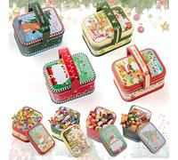 Phlognfy Barattolo di Latta Natalizio, 4 pezzi Mini Barattoli Latta Natalizi Coperchio, per Confezionare Cioccolatini, Biscotti, Caramelle e Snack