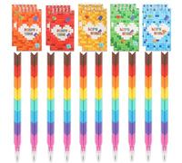 Phlognfy Regali Compleanno Bambini Blocchi Costruzione, con 10 Quaderni a Spirale + 10 Matite Impilabili, Regali Feste a Blocchi Costruzione, per Ragazzi Ragazze che Imparano e Disegnano