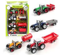 Phlognfy Set di trattori per bambini, trattore giocattolo, verde/giallo/blu/rosso, cabina rimovibile, per bambini dai 4 anni in su, per giocare in interni ed esterni