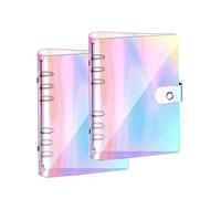 PHMING 2 Pezzi Quaderno ad Anelli A6, Raccoglitore ad Anelli Colore Trasparente, Raccoglitori con Bottone a Pressione, Adatto per Quaderni, Album Fotografici