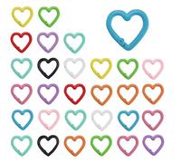 PHMING 30 Pezzi Mini Moschettoni per Borse Cuore, Moschettoni a Forma di Cuore, 16 Colores, Anelli per Borse Colorato, per Portachiavi, Zaino, Artigianato