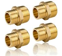 PHMING 4 Pezzi Riduttore in Ottone Adattatore, Raccordo-filettato Doppio in Ottone, Nipplo Doppio Ridotto 3/4 a 1/2, Dimensioni Precise, per Il Collegamento di Tubi di Acqua, Gas e Altri