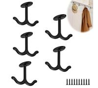 PHMING 5 Pezzi Ganci da Soffitto, Design a Doppio Gancio, con Viti