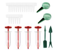 PHMING 6 Pezzi Distributori di Sementi, Plastica Dispenser di Semi, Manuale Mini Spargitore Semi, Mini Spargitore di Semi con Trapiantatore ed Etichetta per Piante, per Balcone, Giardino e Orto